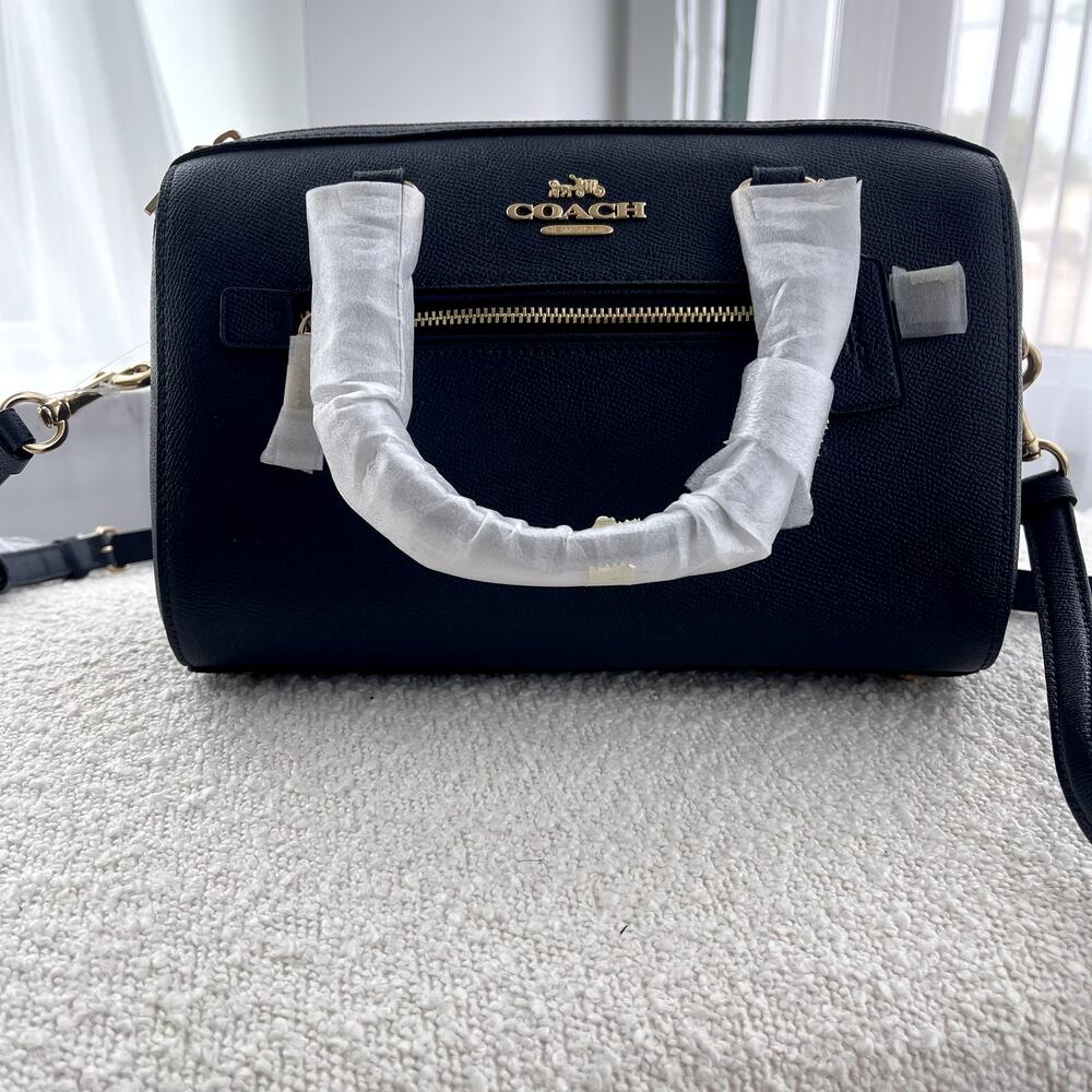 NWT Coach 79946 Rowan Satchel Midnight Pebbled Leather Crossbody Bag
